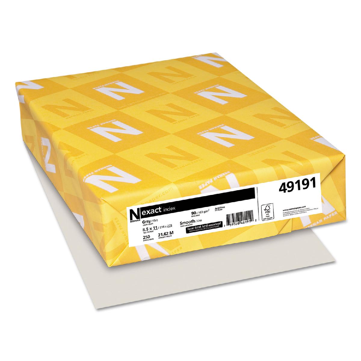 Neenah Paper® Exact Index Gray 90 lb. Smooth Card Stock 8.5x11 in. 250 Sheets per Ream